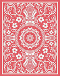 Floral Mandala Patterned Coral Design Rug