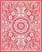 Floral Mandala Patterned Coral Design Rug