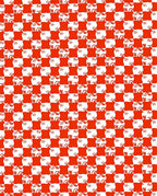 Red White Checkerboard Floral Pattern Rug