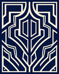 Navy and Cream Geometric Deco Design Rug