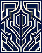 Navy and Cream Geometric Deco Design Rug