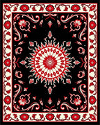 Bold Red Floral Medallion Design Rug