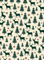 Forest Deer Tree Pattern Design Rug