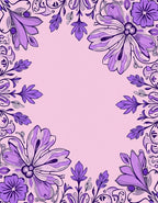 Purple Floral Vines Leaf Pattern Rug