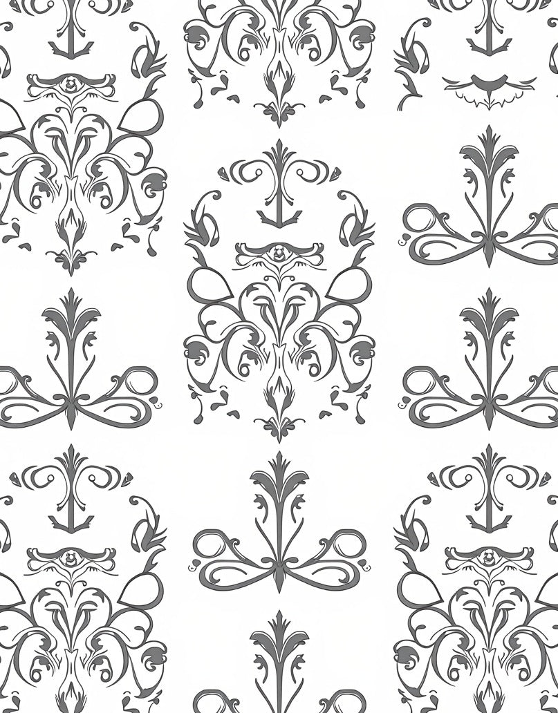 Elegant Scrollwork Damask Pattern Rug