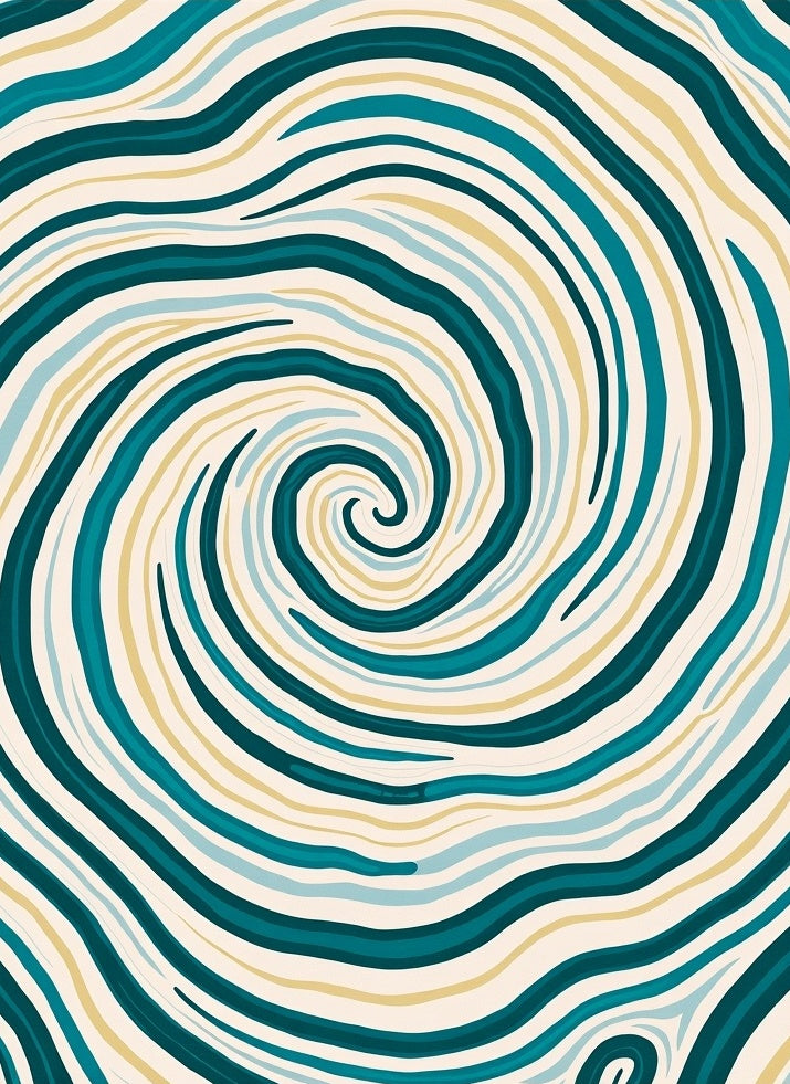 Teal Cream Swirl Pattern Rug