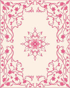 Pink Floral Vines Mandala Design Rug