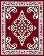 Ornate Red White Floral Medallion Rug