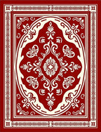 Classic Red Cream Floral Medallion Rug