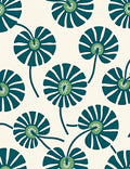 Teal Lotus Blossom Motif Rug