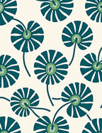 Teal Lotus Blossom Motif Rug