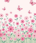 Pink Flower Meadow Butterflies Repeat Pattern Rug