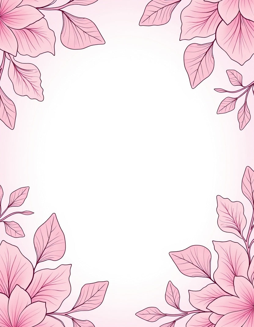 Delicate Pink Floral Vine Design Rug
