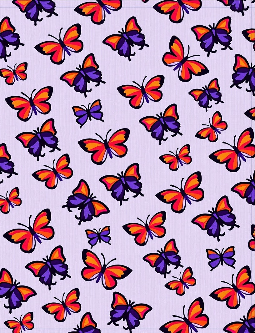 Vibrant Butterfly Patterned Contemporary Rug