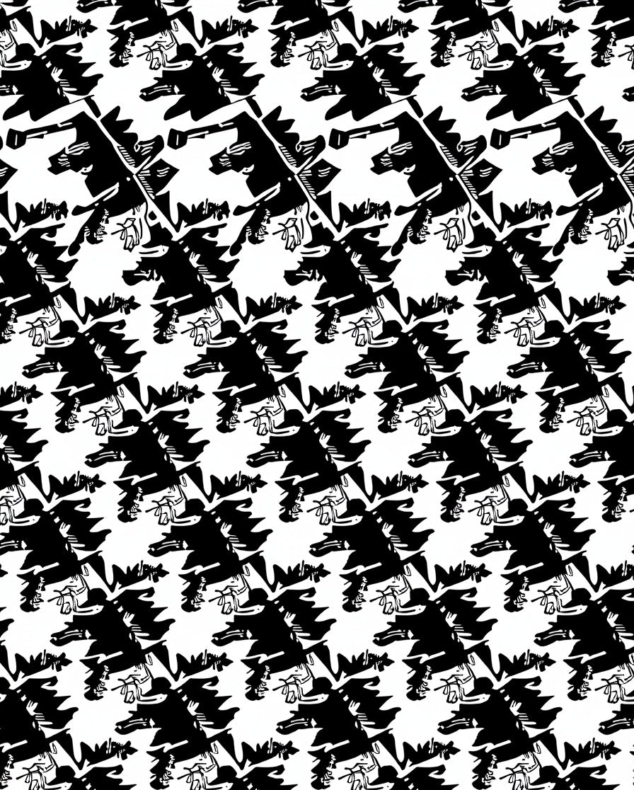 Bold Black White Graphic Pattern Rug