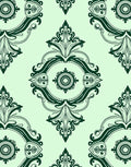 Elegant Dark Green Damask Pattern Rug