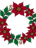 Crimson Poinsettia Wreath Festive Garland Rug