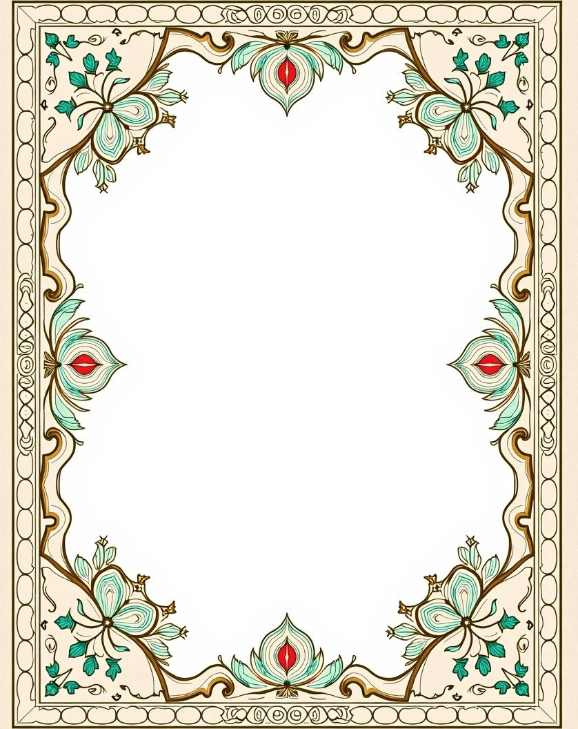 Ornate Floral Border Design Rug