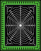 Striking Black White Spiderweb Jewel Rug