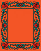 Ornate Floral Vine Border Rug