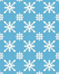 White Snowflake Repeat Blue Background Rug