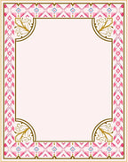 Pink Geometric Border With Gold Accents Rug