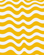 Sunny Yellow White Wavy Pattern Rug