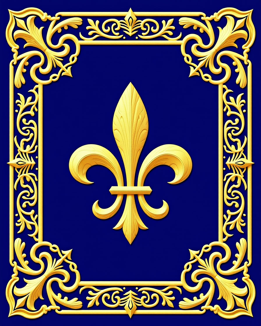 Royal Gold Fleur de Lis Pattern Rug