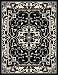 Classic Black White Floral Medallion Design Rug
