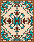 Turquoise Brown Floral Medallion Pattern Rug