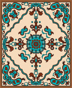 Turquoise Brown Floral Medallion Pattern Rug