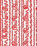 Bold Red Calligraphic Swirls Rug