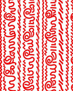 Bold Red Calligraphic Swirls Rug