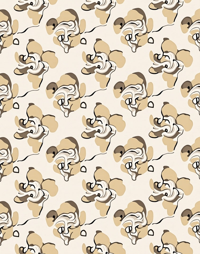 Abstract Swirl Pattern In Tan and Cream Rug