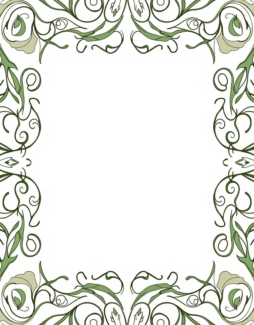 Elegant Green Floral Swirls Pattern Rug