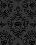 Dark Gothic Damask Floral Pattern Rug