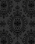 Dark Gothic Damask Floral Pattern Rug