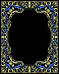 Elegant Blue Yellow Floral Border Design Rug