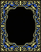 Elegant Blue Yellow Floral Border Design Rug
