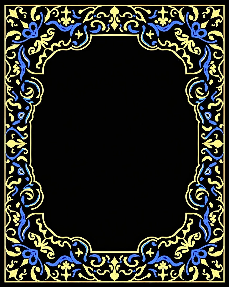 Elegant Blue Yellow Floral Border Design Rug