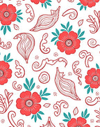 Coral Floral Swirl Pattern Design Rug