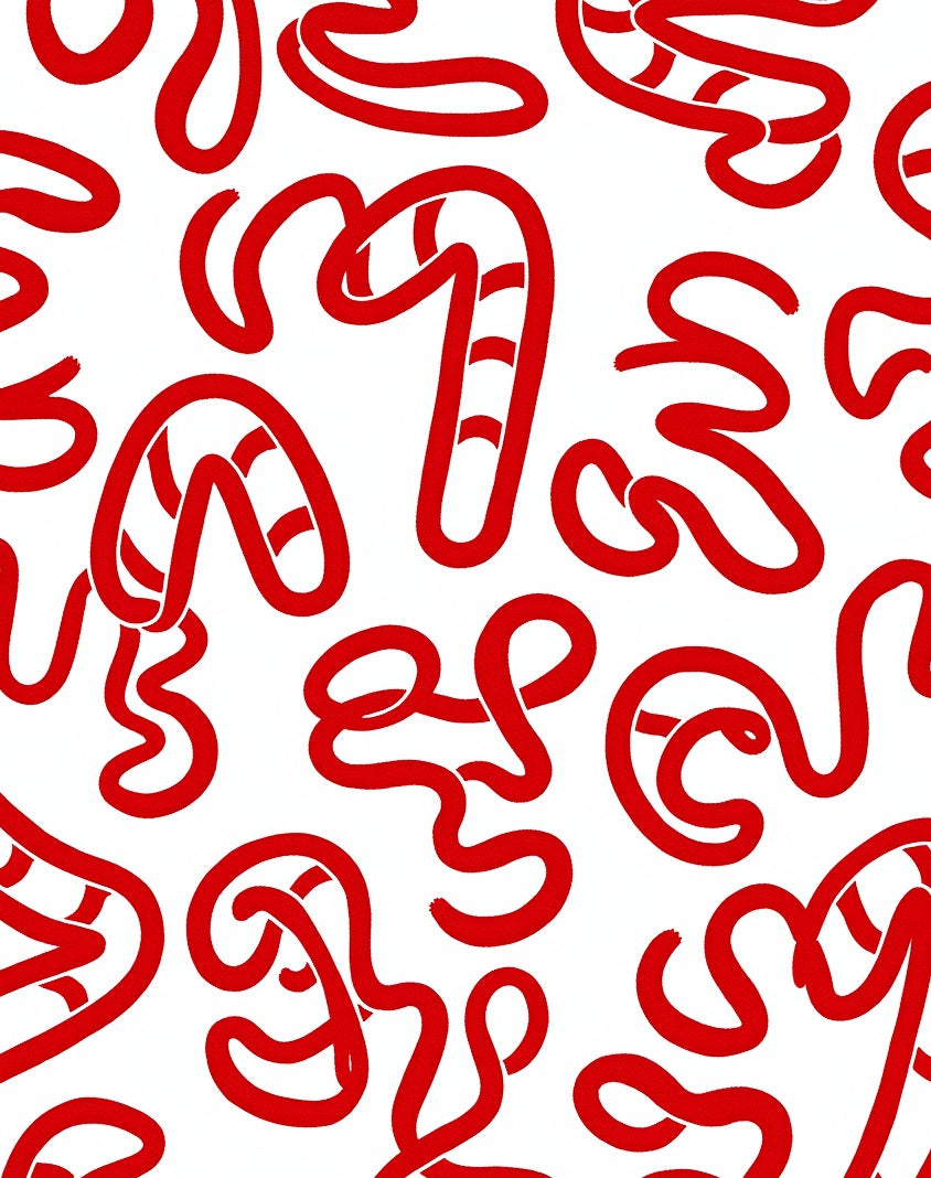 Red Candy Cane Curvy Lines Rug