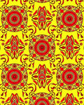 Red Sunburst Abstract Motif Rug