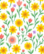 Cheerful Blooms Floral Pattern Rug