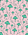 Teal Mushroom Vine Pink Background Rug