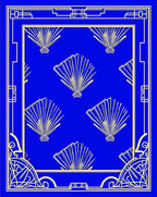 Art Deco Blue Fan Pattern Rug