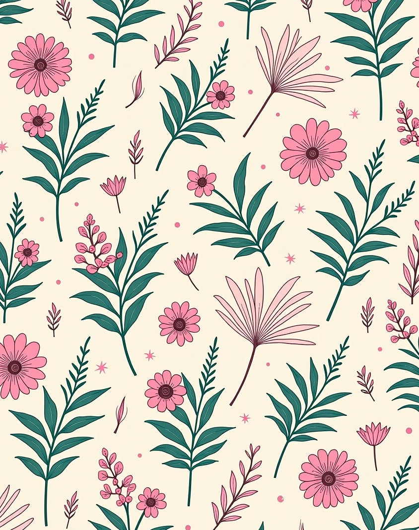 Pink Floral Botanical Pattern Design Rug