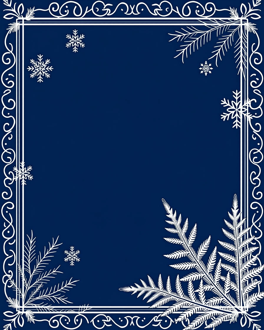 Winter Fern Snowflake Border Decor Rug