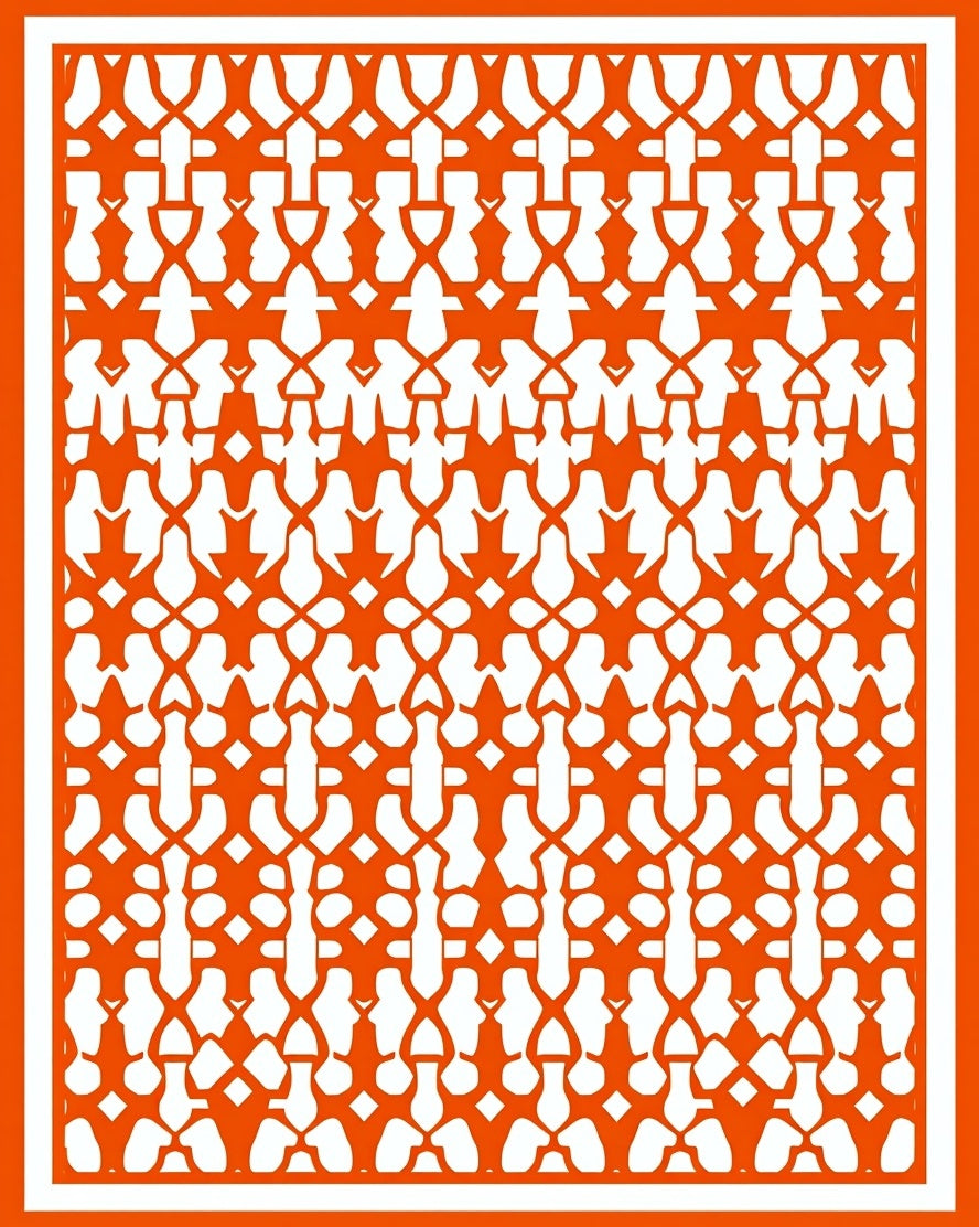 Bold Orange Geometric Pattern Rug