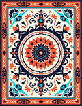 Vibrant Orange Mandala Pattern Rug